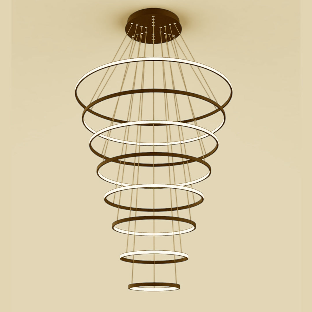 Halo Pendant Light 8 Rings Black Pendant
