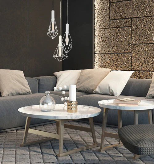 BLACKBAND & WHITEBAND Pendant Light 3x Bird Cage With Round Base Pendant