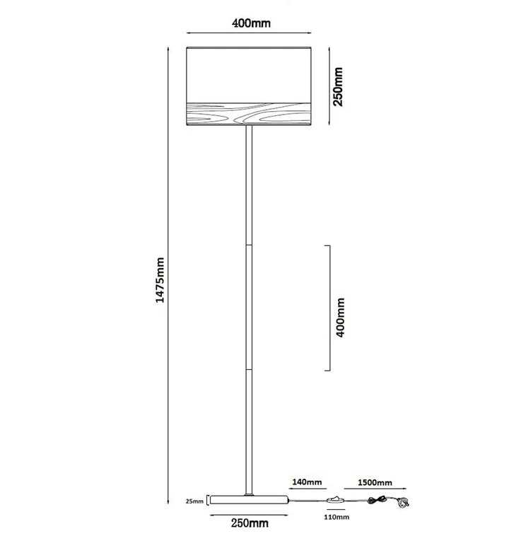 TAMBURA: Scandinavian Large Round Drum Shape Floor Lamps Floor Lamp
