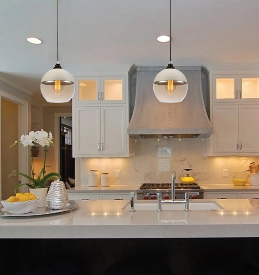 CASA: White With Amber Wine Glass Shape Pendant Light Pendant
