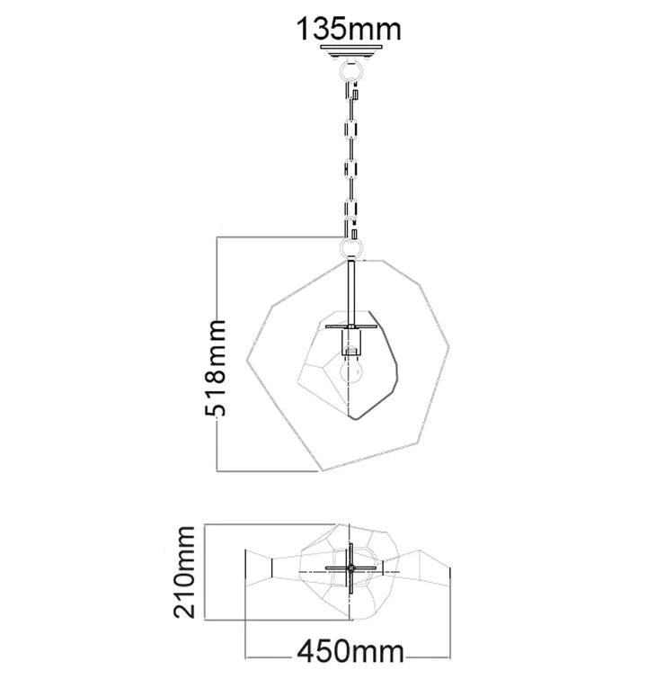 METEORA: Bohemian Style Stainless Steel with Silver Glass Pendant Light Pendant