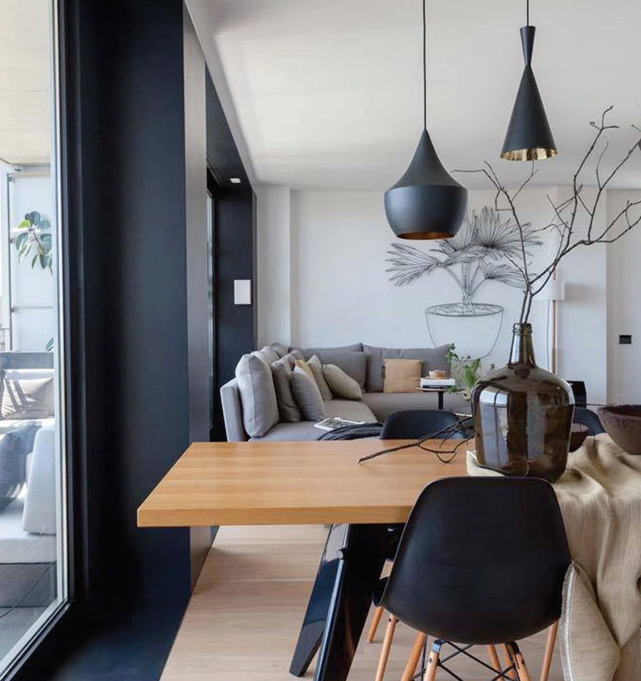 CAVIAR: Black Angled Bell Shape Pendant Light Pendant