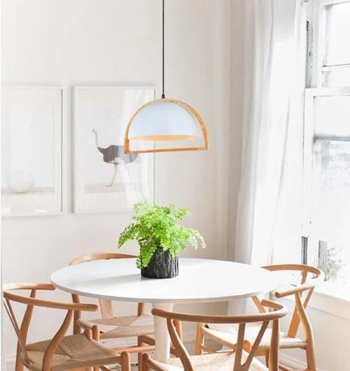 SWING: Dome With Wood Frame Pendant Lights Pendant