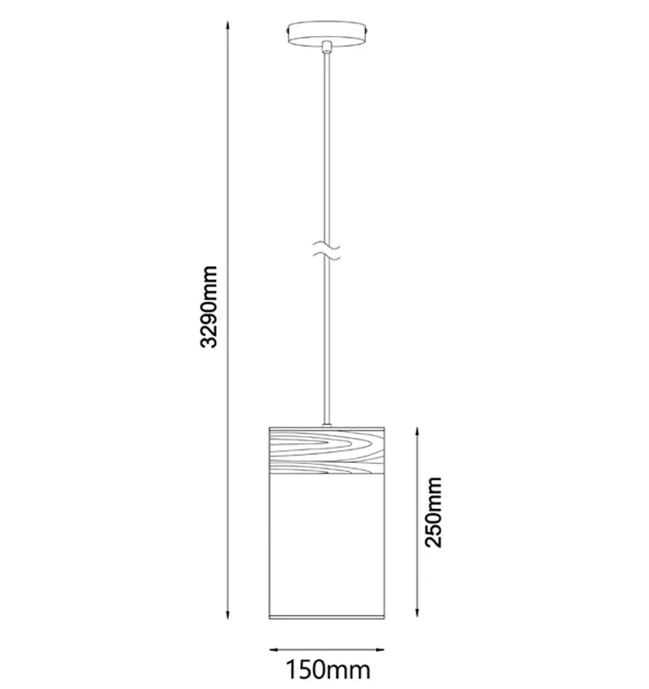 TAMBURA: Scandinavian Round Cloth Shade with Wood Veneer Trim Pendant Lights Pendant