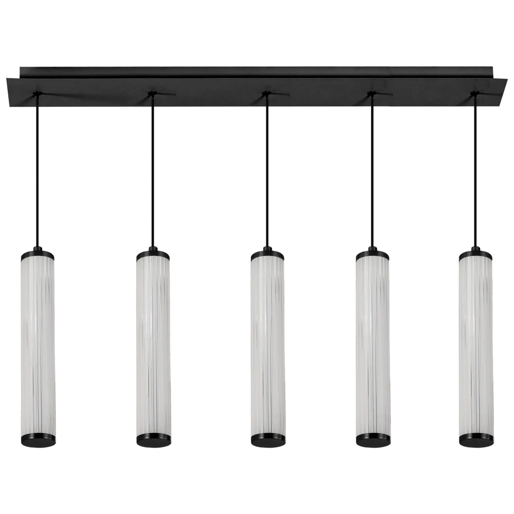 Calibo Charm Modern Fluted 5 Light Linear Pendant Black Pendant