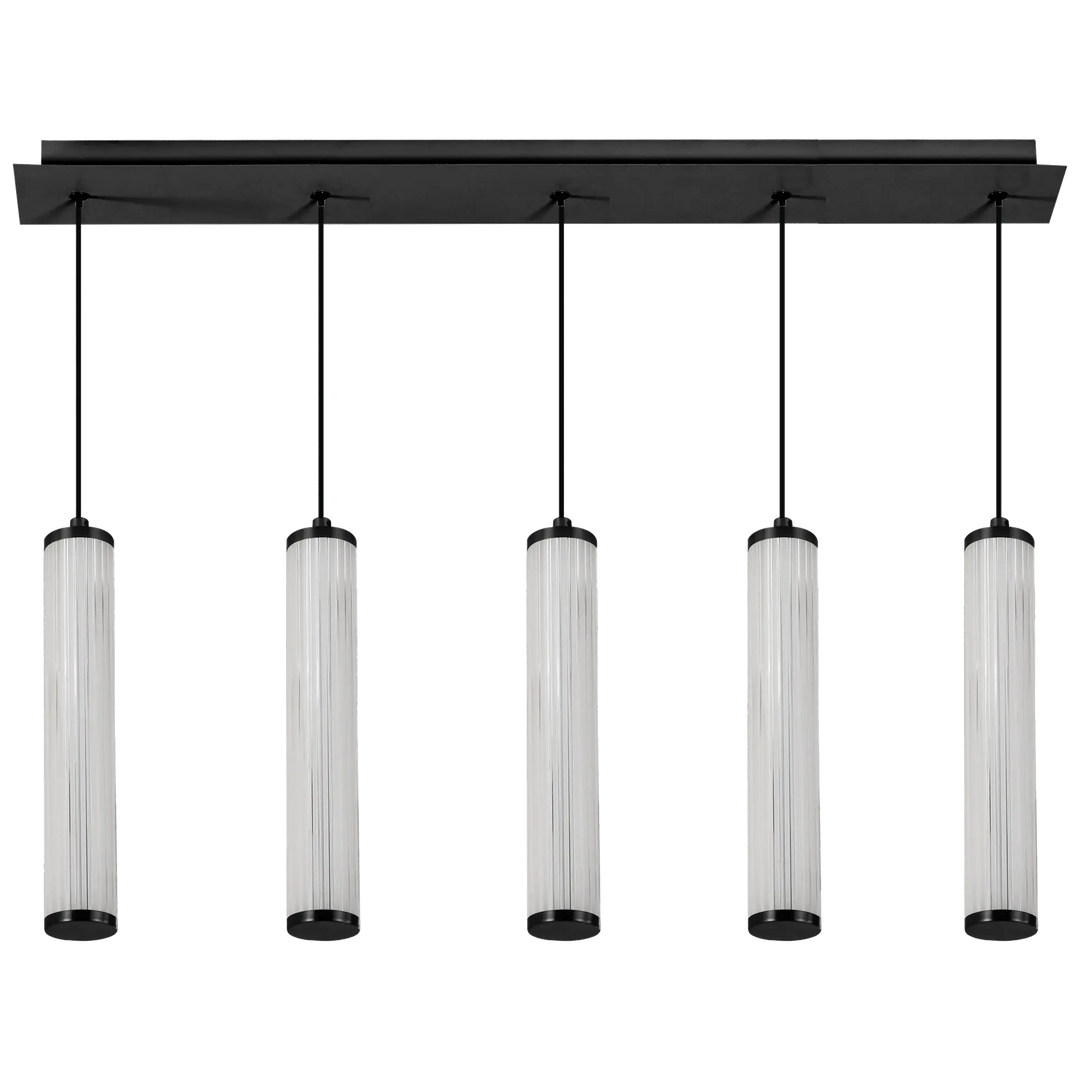 Calibo Charm Modern Fluted 5 Light Linear Pendant Black Pendant