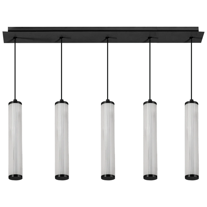Calibo Charm Modern Fluted 5 Light Linear Pendant Black Pendant