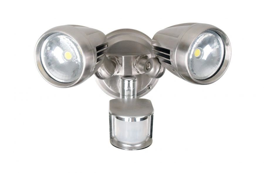 PHL4202 30W LED Twin Spotlight With Sensor BRUSH CHROME Flood and Sensor light