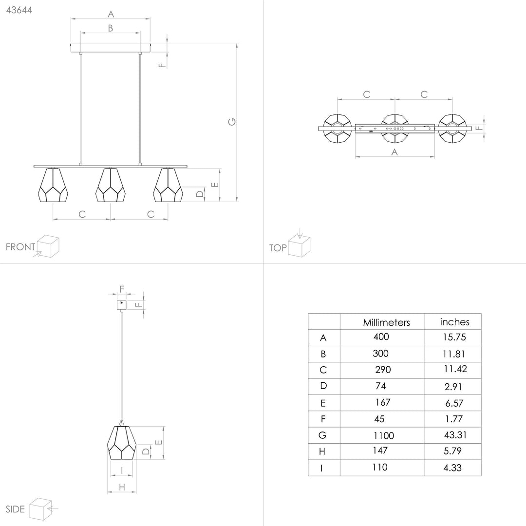 MARDYKE 3 light pendant light Pendant