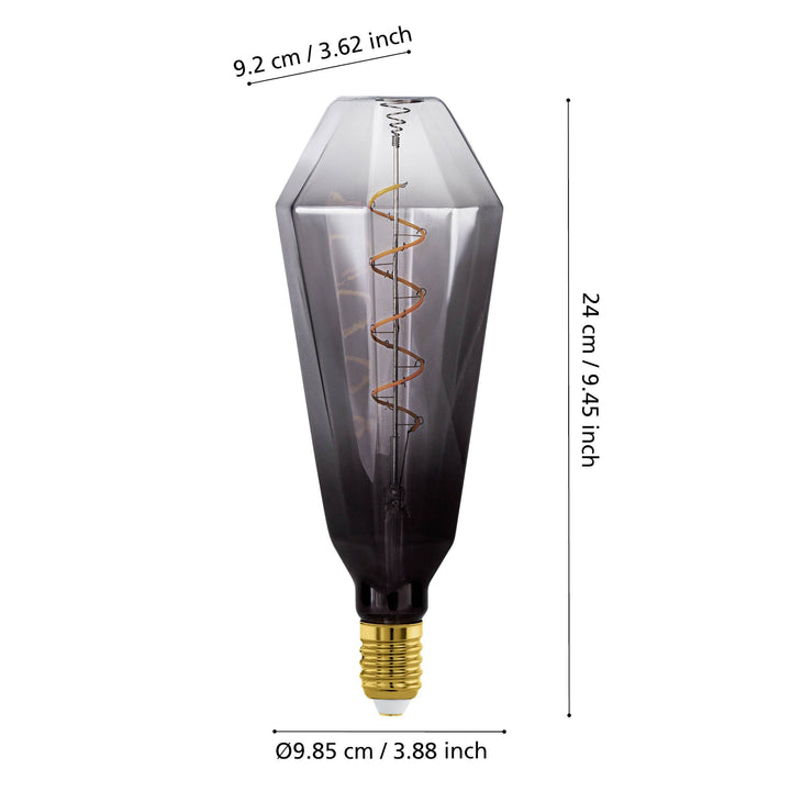 4W E27 LED T90 globe grey GLOBES