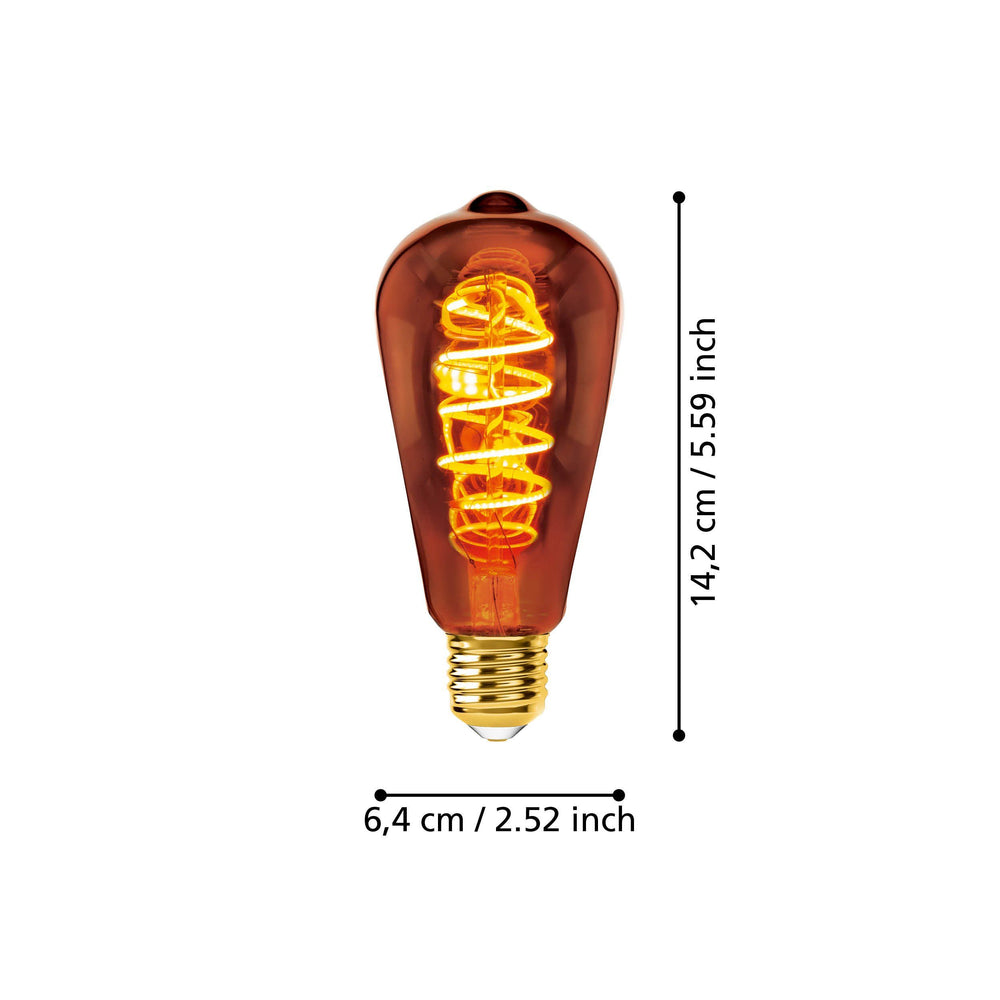 4W E27 LED ST64 globe copper transparent GLOBES