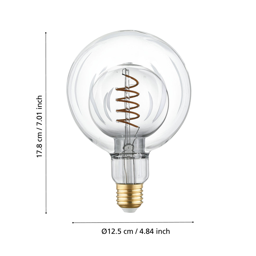 4W E27 LED G125 globe black transparent GLOBES