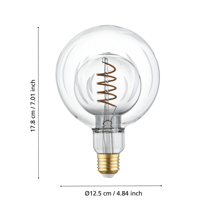 4W E27 LED G125 globe black transparent GLOBES