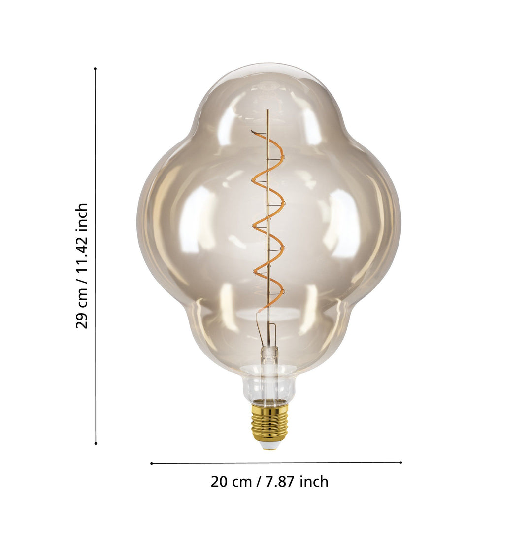 4W E27 LED CL200 globe amber/Black Vapourised Large GLOBES