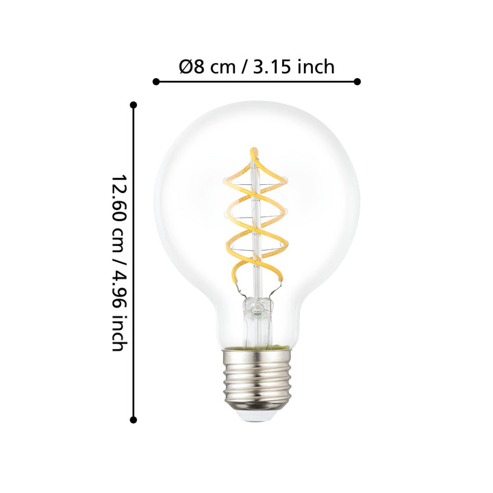 Bulb lightbulb E27 G80 clear GLOBES