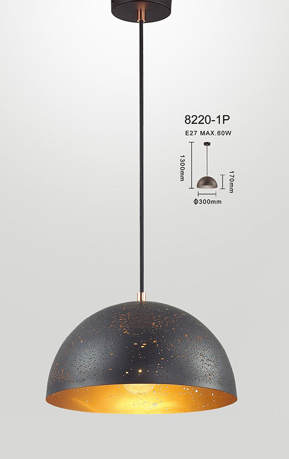 Evertop Black Pendant Light Large Dome Pendant