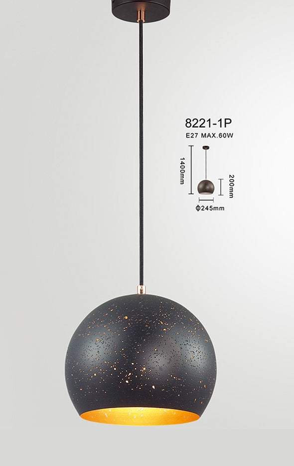 Evertop Black Pendant Light Small Dome Pendant