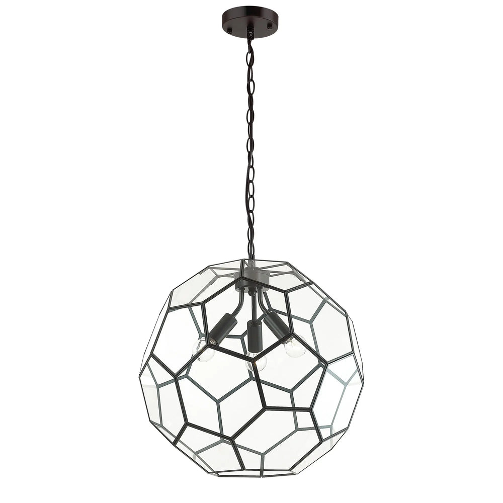 Honeycomb Black and Glass Pendant Light Large -445mm Pendant