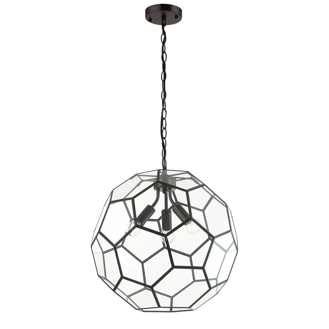 Honeycomb Black and Glass Pendant Light Large -445mm Pendant