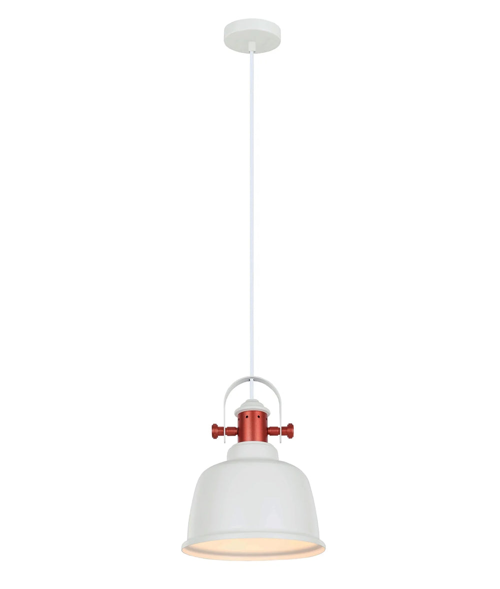 ALTA: Industrial Bell Shape With Copper Highlights Pendant Lights Matte White Pendant