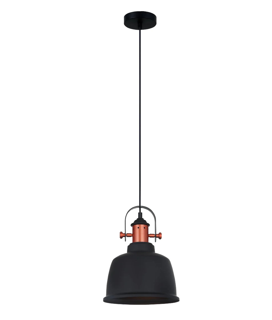 ALTA: Industrial Bell Shape With Copper Highlights Pendant Lights Matte Black Pendant