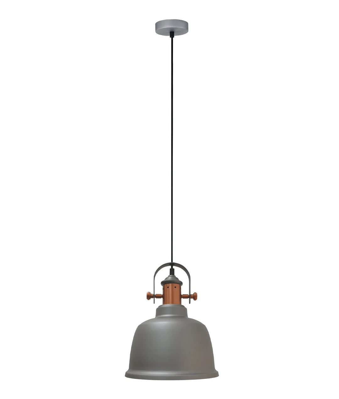 ALTA: Industrial Bell Shape With Copper Highlights Pendant Lights Matte Grey Pendant