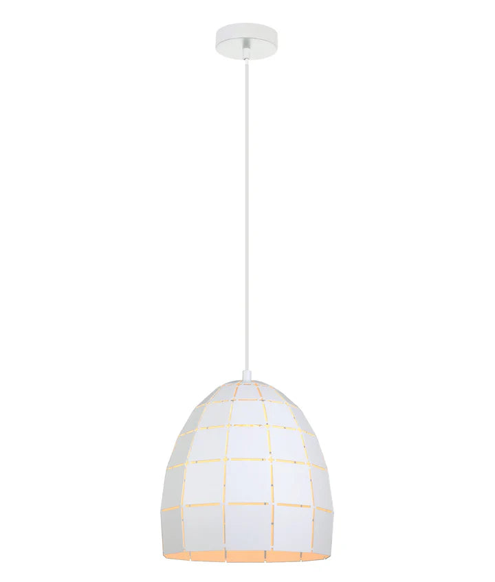 ARMIS: Retro Tiled Ellipse Shape Pendant Lights Matte White Pendant