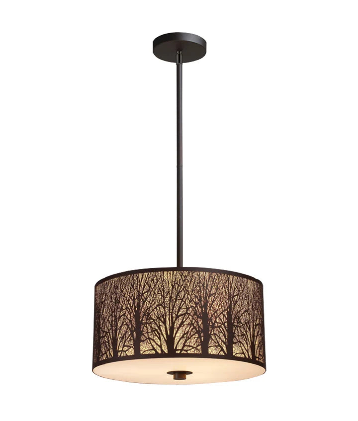 AUTUMN: Small/Large Drum Aged Bronze with Amber Lining Pendant Light Large Pendant