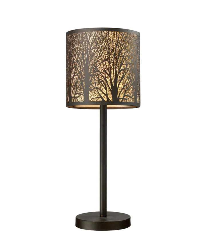 AUTUMN: Round Aged Bronze with Amber Lining Table Lamp TABLE LAMP