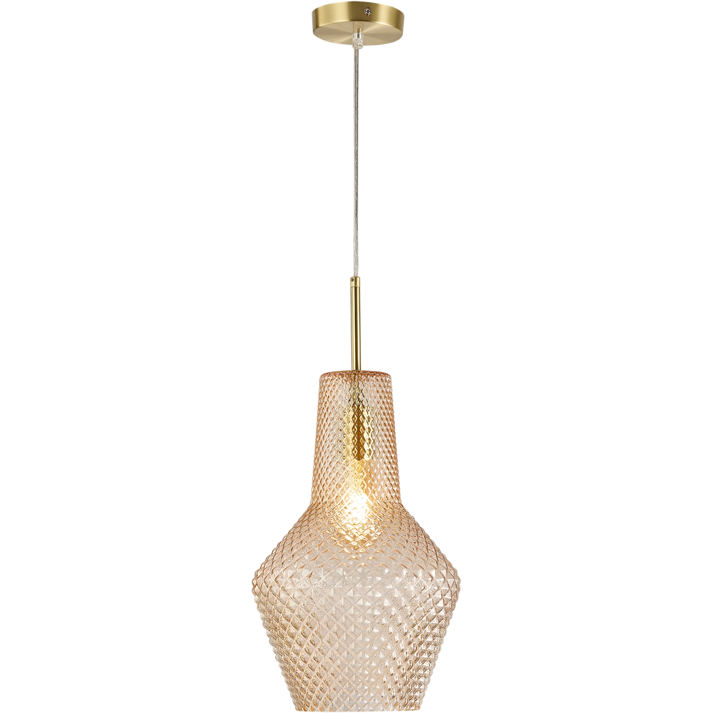 Avian Vintage Diamond Cut Glass 1 light pendant Amber Pendant