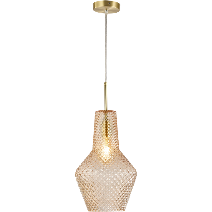 Avian Vintage Diamond Cut Glass 1 light pendant Amber Pendant