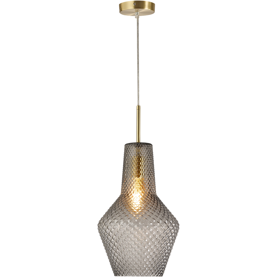 Avian Vintage Diamond Cut Glass 1 light pendant Smoke Pendant