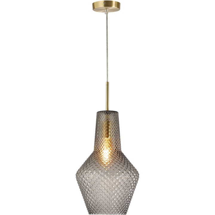 Avian Vintage Diamond Cut Glass 1 light pendant Smoke Pendant