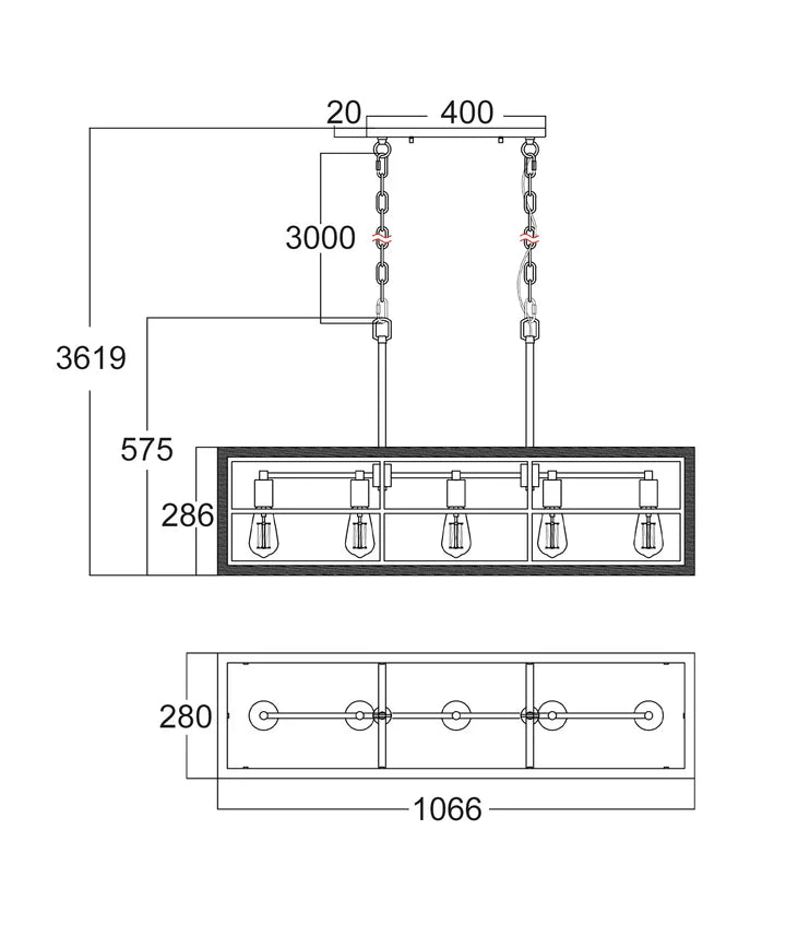 BANQUET: Retro Interior Rectangular Wood Frame Pendant Light Pendant