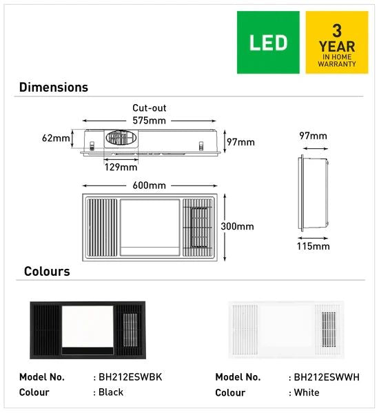 Mercator Mercury CCT 3 In 1 Bathroom Solution Bathroom heater