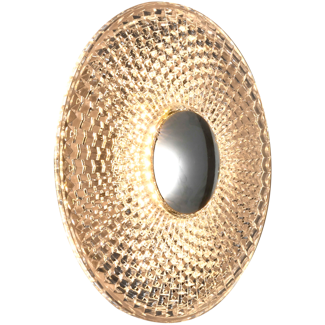 Calibo Bilby Crystalline Round LED Wall Light in Chrome Small Brass WALL LIGHT