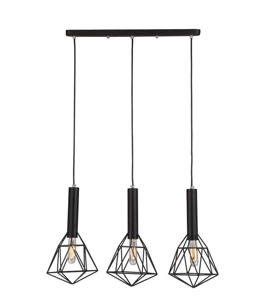 BLACKBAND & WHITEBAND Pendant Light 3x Bird Cage With Bar Base Black Pendant