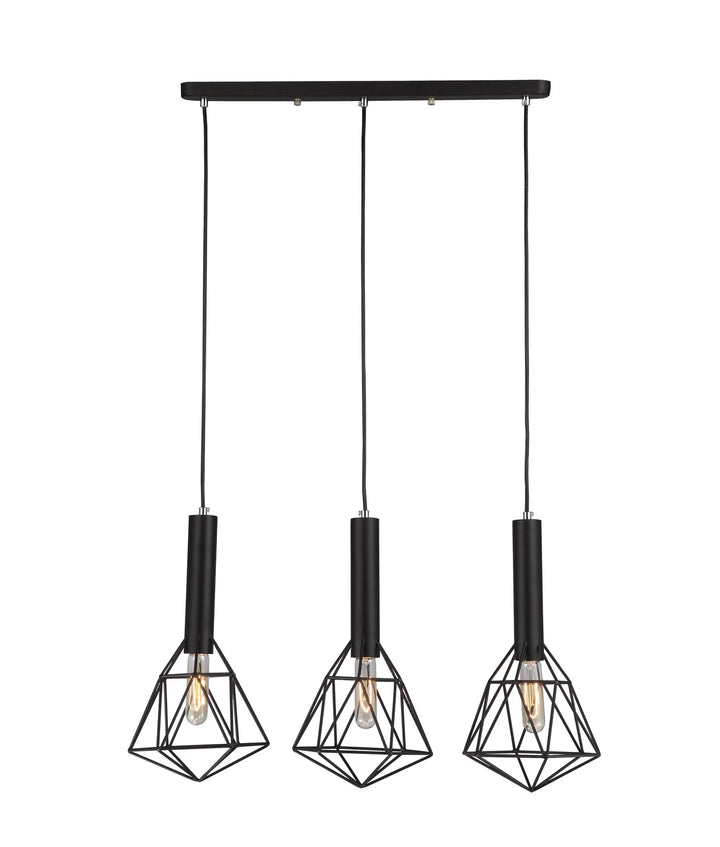 BLACKBAND & WHITEBAND Pendant Light 3x Bird Cage With Bar Base Black Pendant