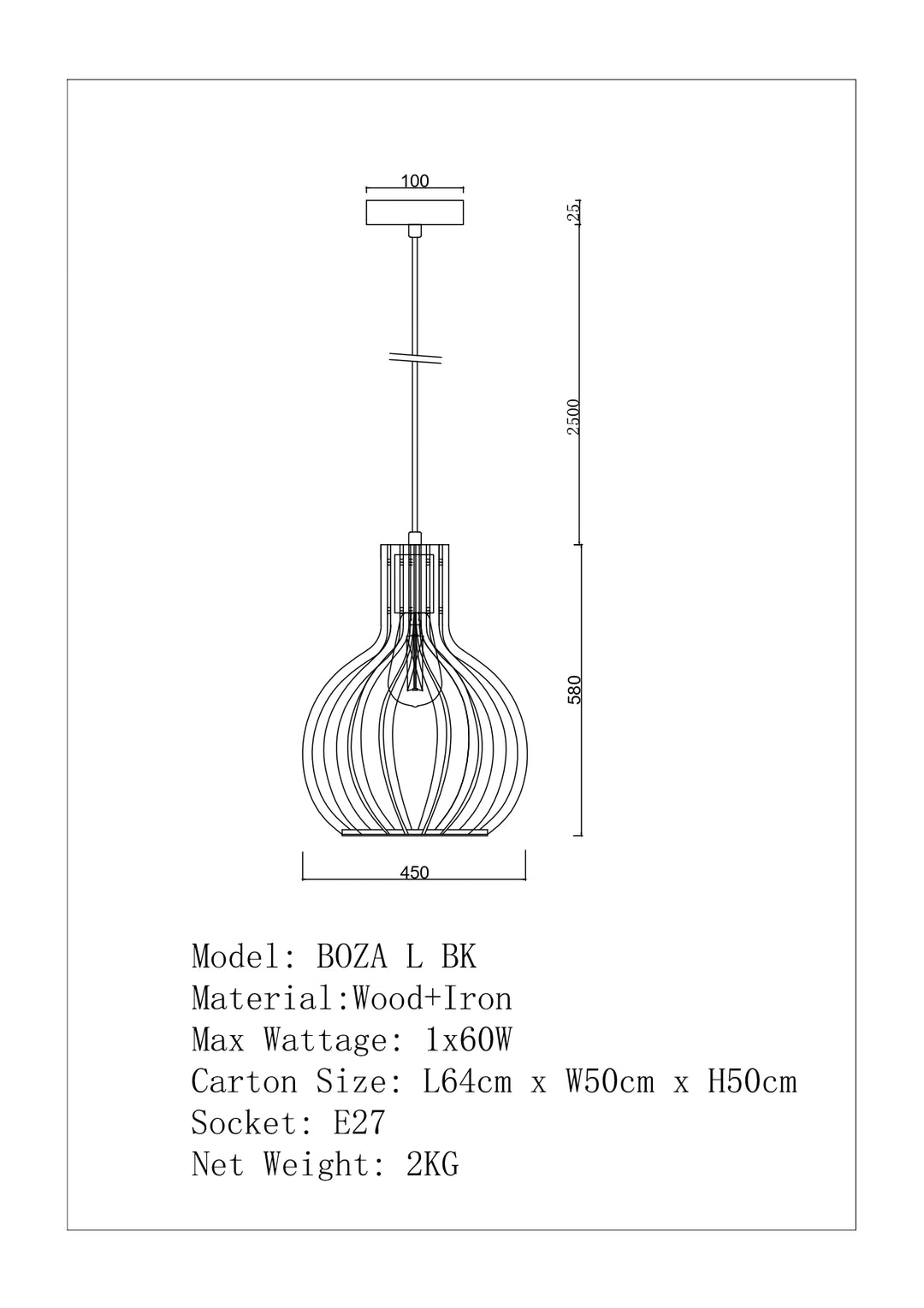 BOAZ Large Pendant Pendant