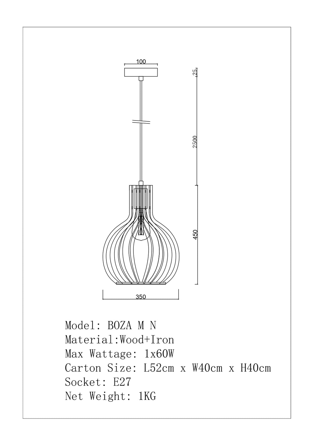 BOAZ Medium Pendant Pendant