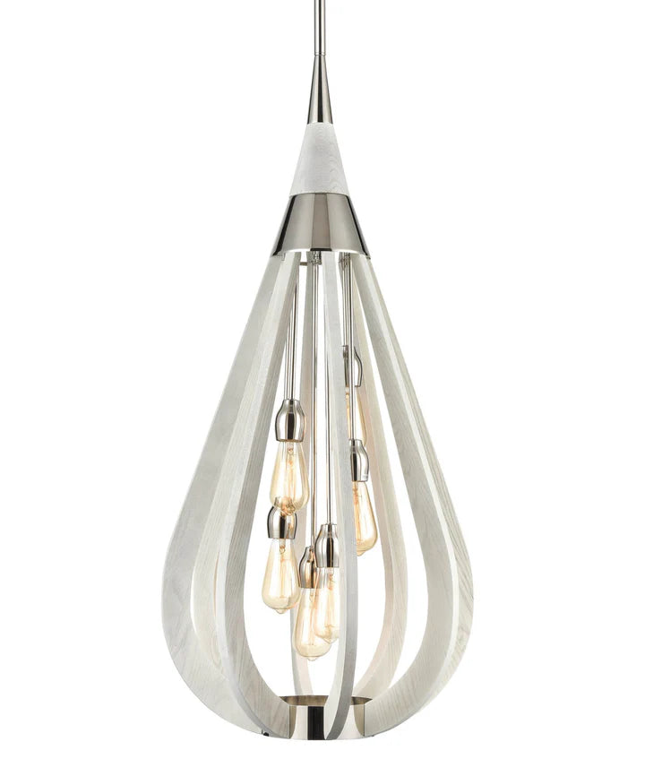 BONITO: Rustic Taupe / Winter Moss Wood Tear Drop Pendant Light Winter Moss Wood Large Pendant