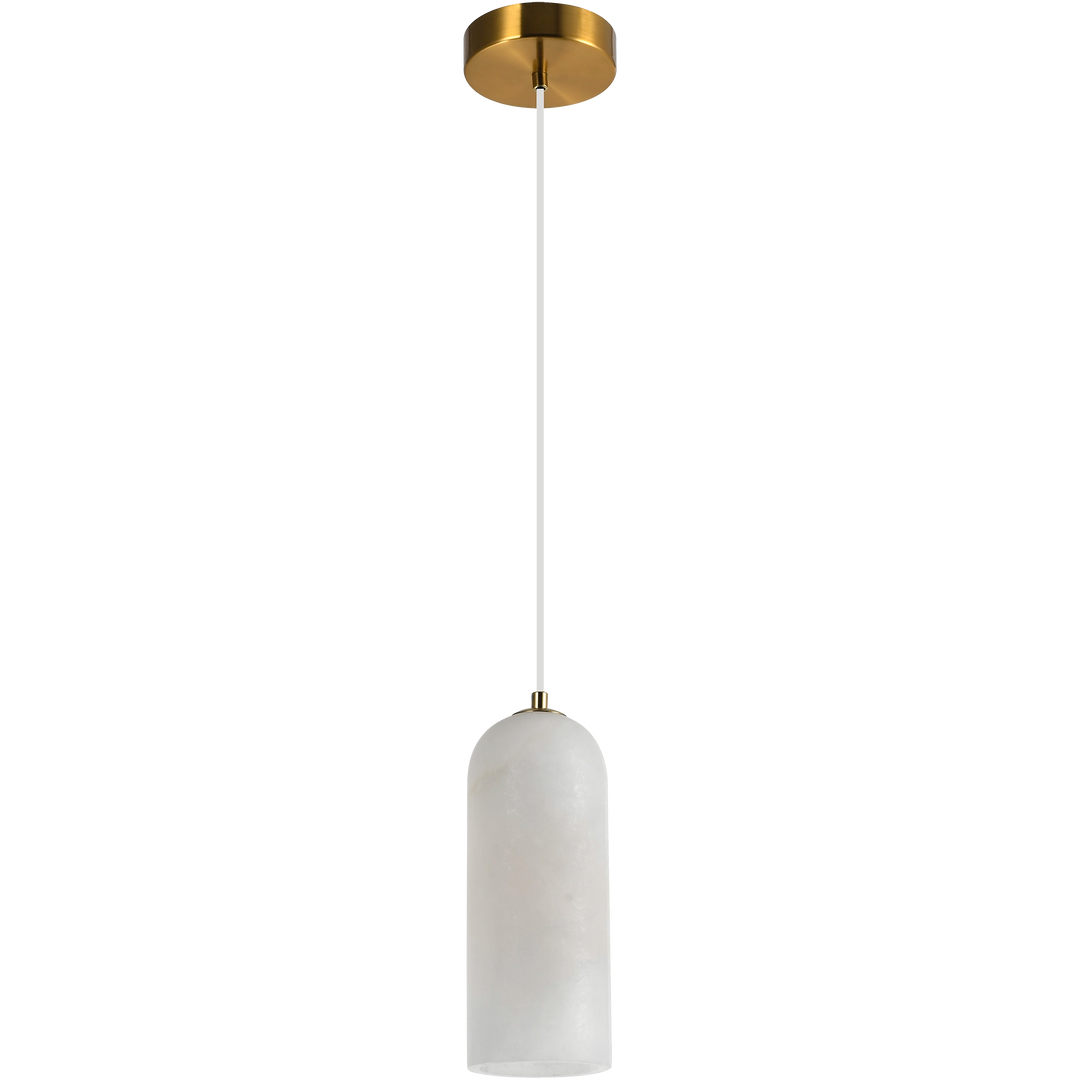 Calibo Bower Modern Alabaster Stone 1 Light Pendant Light | Brass Pendant