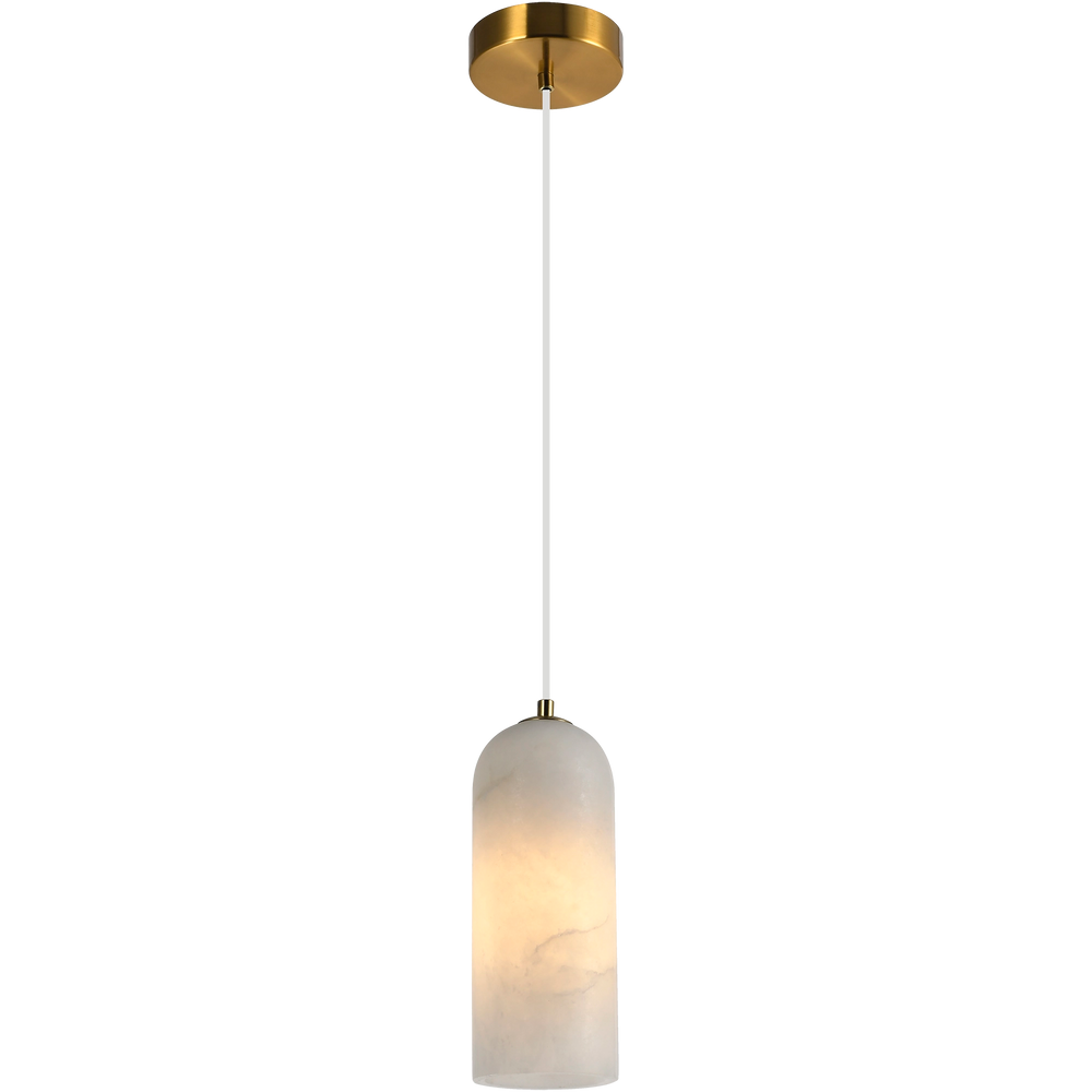 Calibo Bower Modern Alabaster Stone 1 Light Pendant Light | Brass Pendant