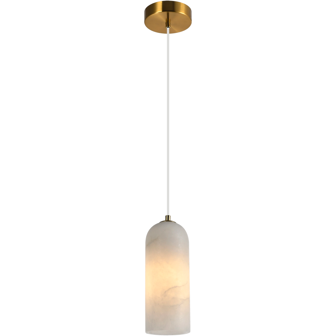 Calibo Bower Modern Alabaster Stone 1 Light Pendant Light | Brass Pendant