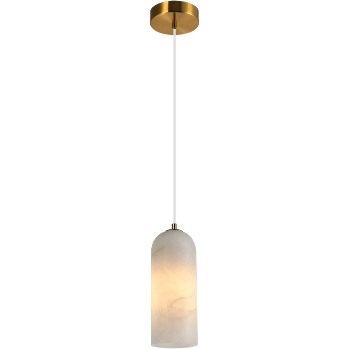 Calibo Bower Modern Alabaster Stone 1 Light Pendant Light | Brass Pendant