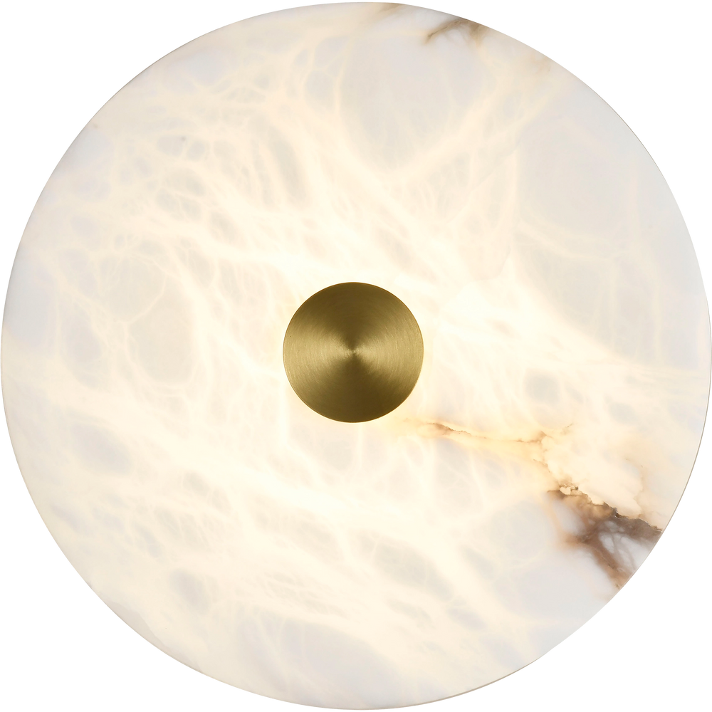 Calibo Bower Modern Alabaster Stone Round Wall Light - Brass Wall light