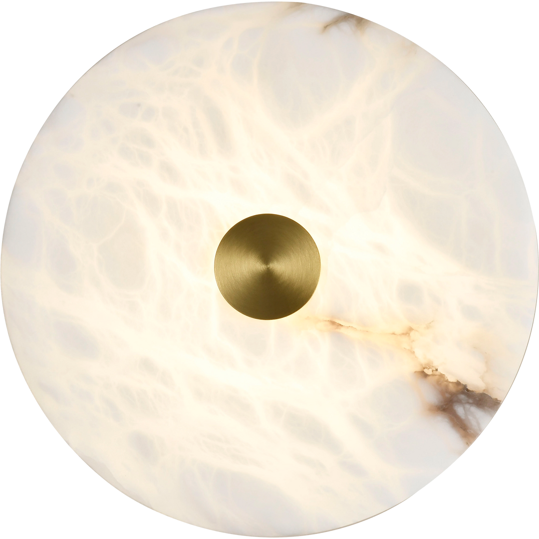 Calibo Bower Modern Alabaster Stone Round Wall Light - Brass Wall light