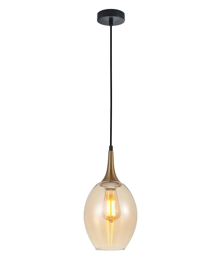 BROTE: Retro Interior Bronze Wine Glass Shape Pendant Lights Amber Pendant