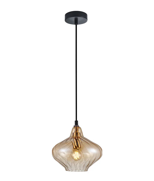 CAMPANA: Interior Wine Glass Shape Ribbed Pendant Lights Amber Pendant