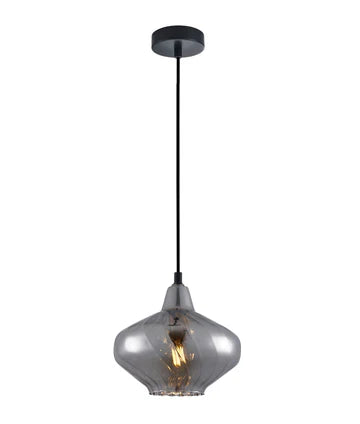 CAMPANA: Interior Wine Glass Shape Ribbed Pendant Lights Mirror Finish Smokey Black Pendant